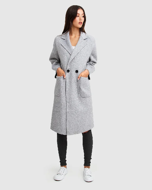 Publisher Double-Breasted Wool Blend Coat - Grey Marle