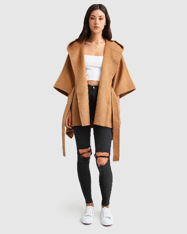 Jackson Landing Wool Blend Cape Coat - Dark Camel