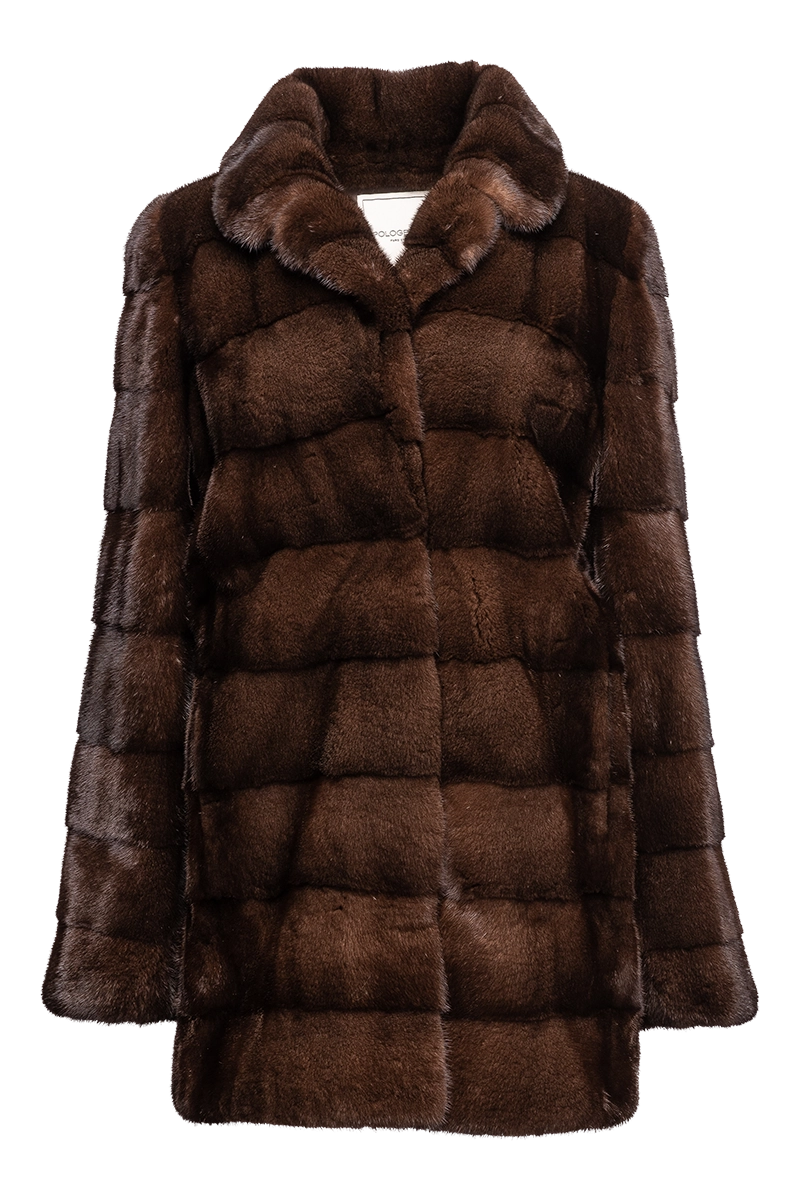 Fitted Horizontal Mahogany Mink Fur Jacket