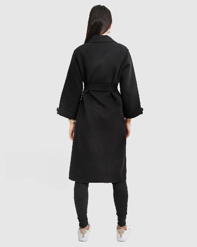 Stay Wild Oversized Wool Coat - Black