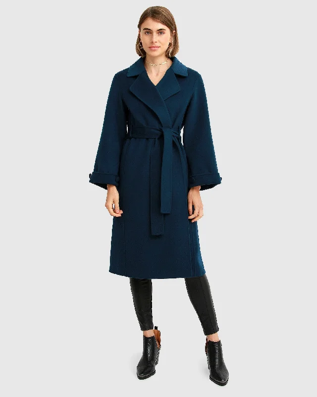 Stay Wild Oversized Wool Coat - Dark Teal