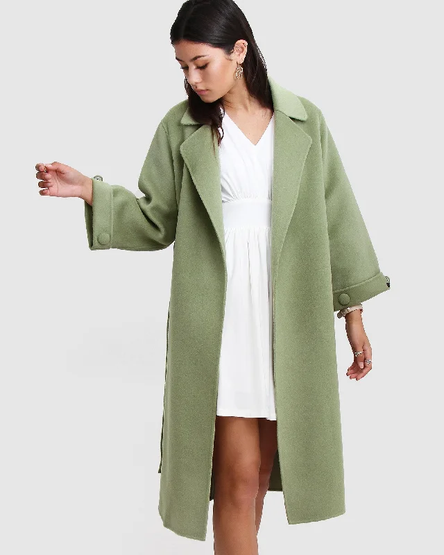 Stay Wild Oversized Wool Coat - Grass