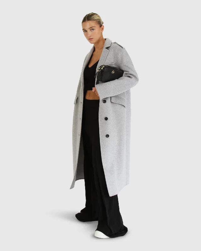 Tainted Love Longline Coat - Grey Marle