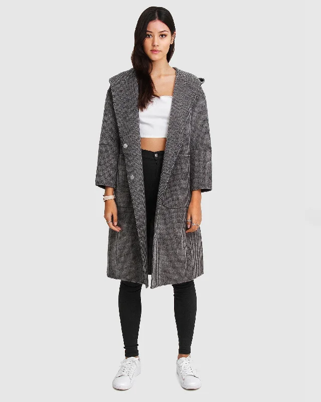 Walk This Way Wool Blend Oversized Coat - Black/White