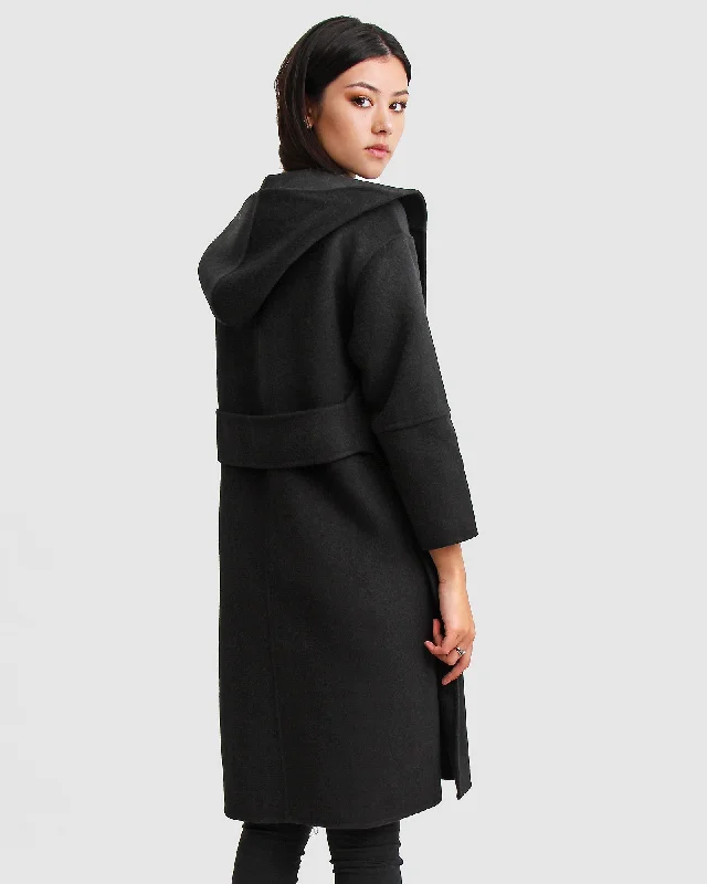 Walk This Way Wool Blend Oversized Coat - Black