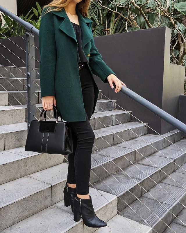 NEW FIT Ex-Boyfriend Wool Blend Oversized Jacket - Dark Green