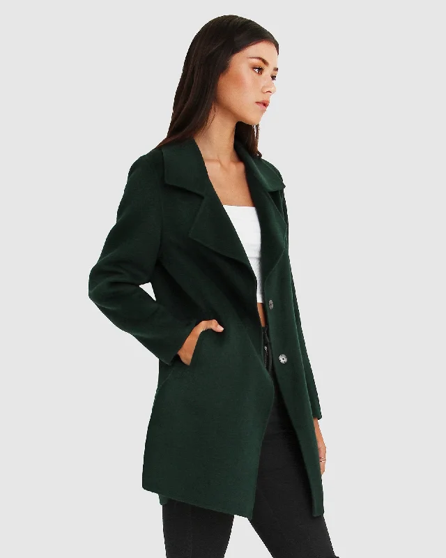 NEW FIT Ex-Boyfriend Wool Blend Oversized Jacket - Dark Green