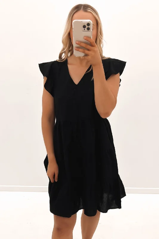 Alina Tiered Dress Black