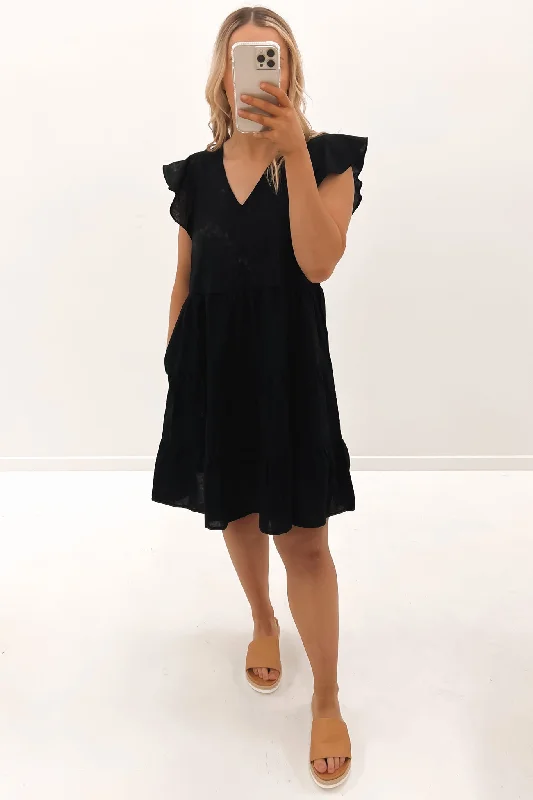 Alina Tiered Dress Black