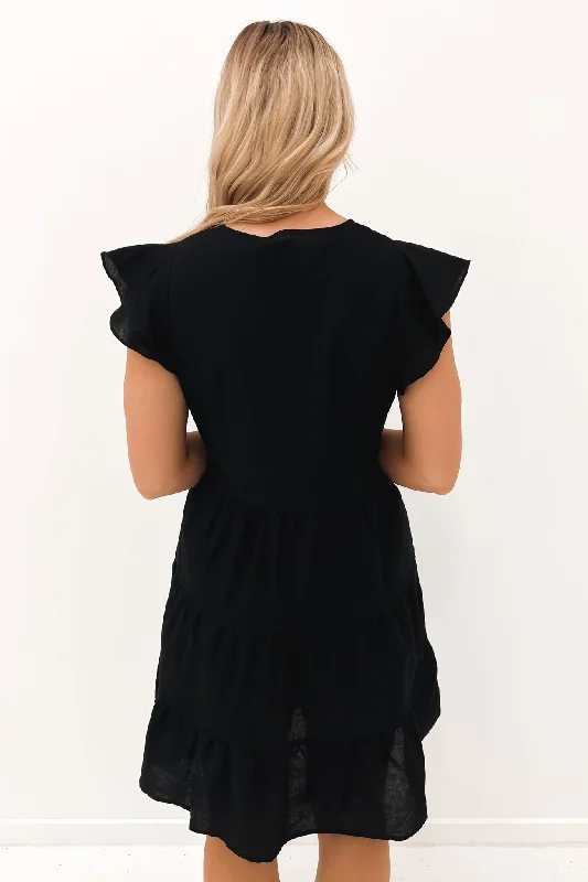 Alina Tiered Dress Black