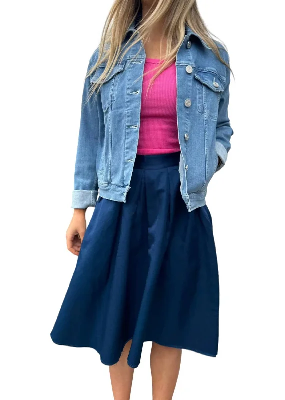 Double Pleated Skirt In Blue