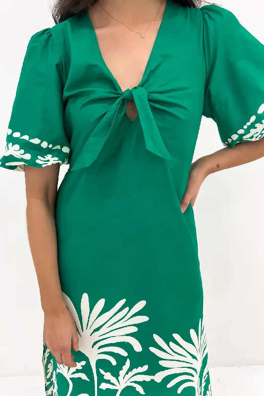 Drew Midi Dress Green White