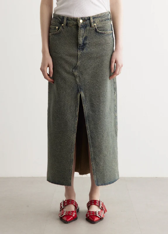 Overdyed Heavy Denim Maxi Skirt