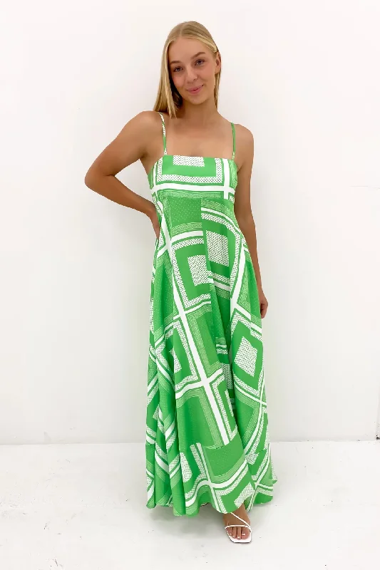 Riley Maxi Dress Green White