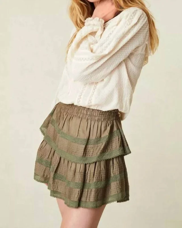 Ruffle Mini Skirt In Forest Oak