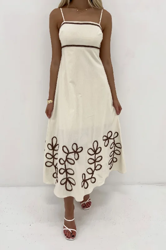 Selena Midi Dress Beige Brown