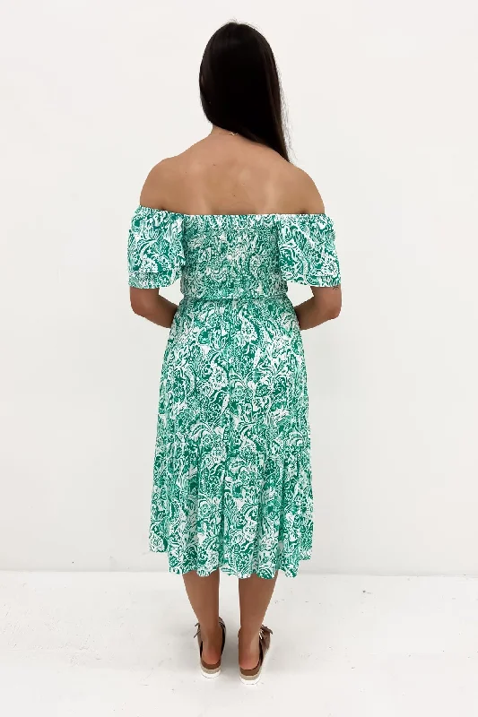 Tillee Midi Dress Green White