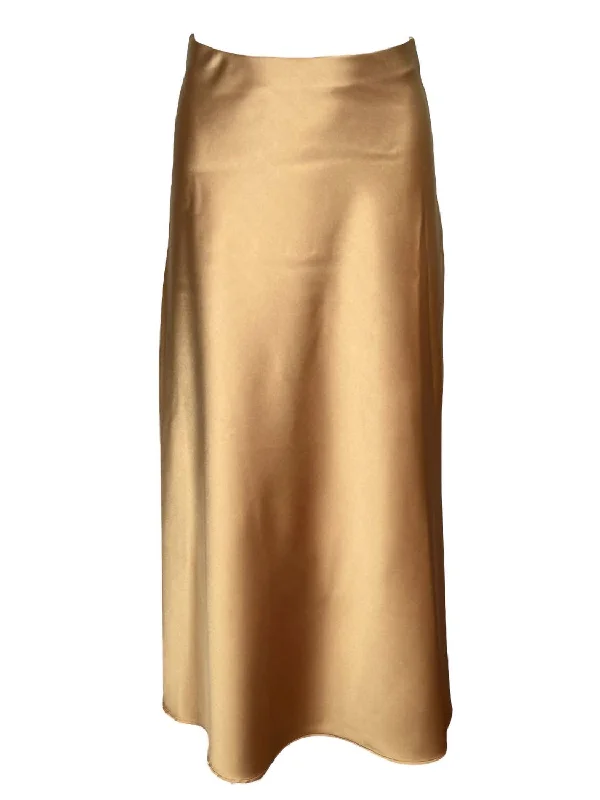 Women's Satin Skirt In Gold