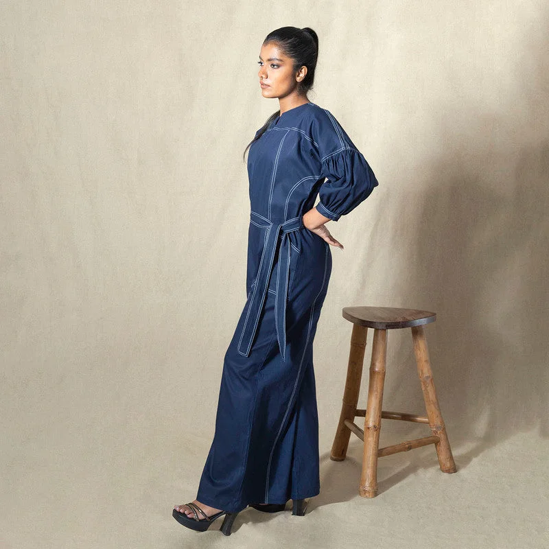 Cotton Jumpsuit for Women | Navy Blue | Drop Shoulder