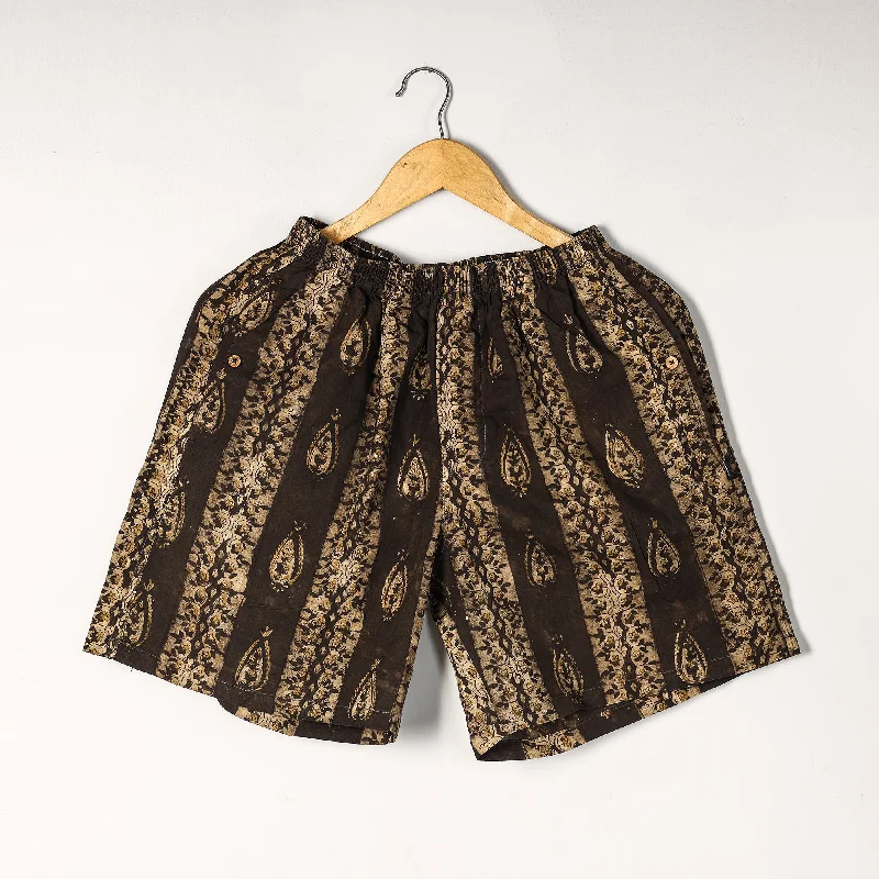 Brown - Bagru Block Printed Cotton Unisex Boxer/Shorts