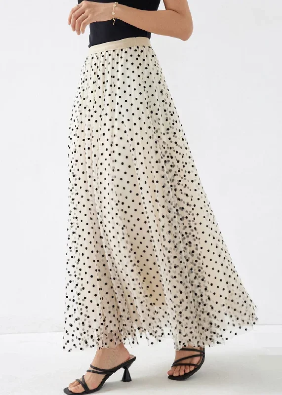 Apricot Print Loose Tulle Skirts High Waist Spring