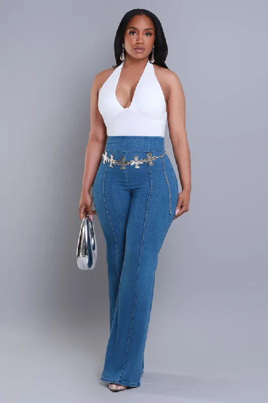 Big Deal High Rise Wide Leg Denim Pants - Blue