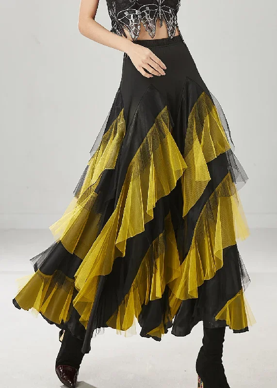 boho-yellow-ruffled-patchwork-tulle-skirts-spring