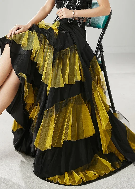 boho-yellow-ruffled-patchwork-tulle-skirts-spring