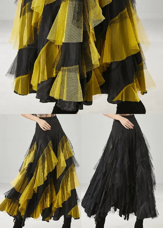 boho-yellow-ruffled-patchwork-tulle-skirts-spring