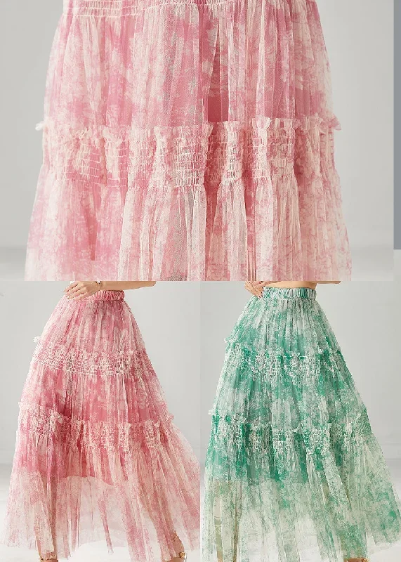 boutique-pink-ruffled-print-chiffon-vacation-skirt-spring