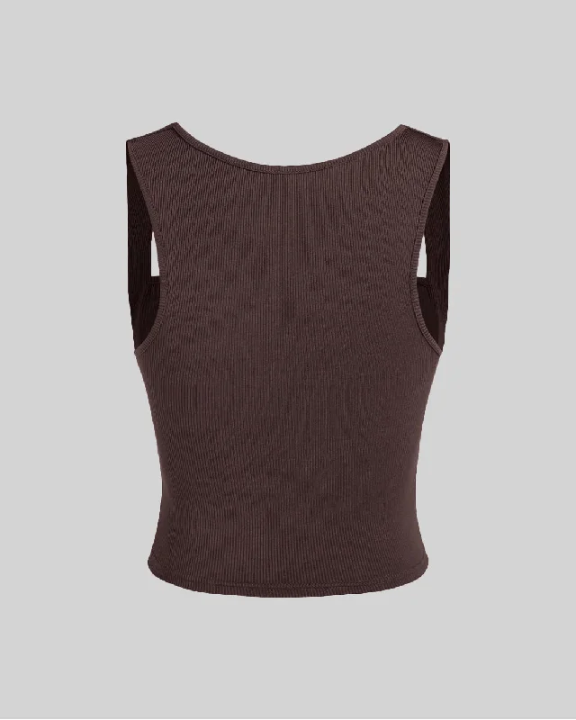 brown-ruched-square-neck-crop-top