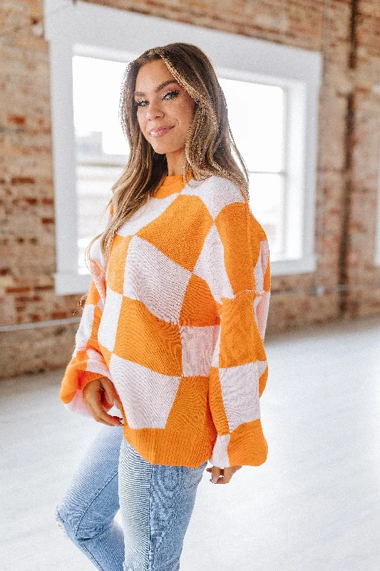 checkered-bishop-sleeve-sweater