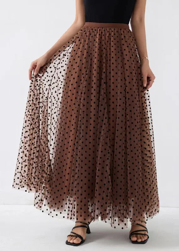 chic-coffee-dot-wrinkled-high-waist-tulle-skirt-spring