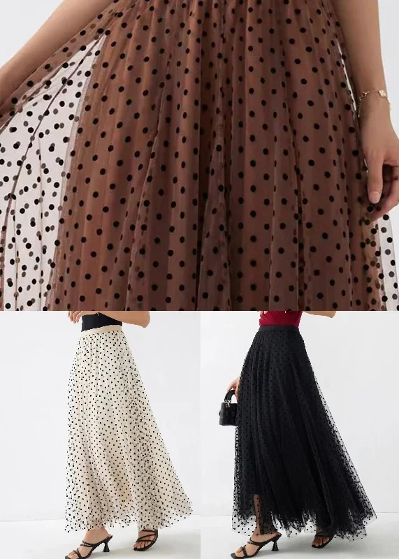 chic-coffee-dot-wrinkled-high-waist-tulle-skirt-spring