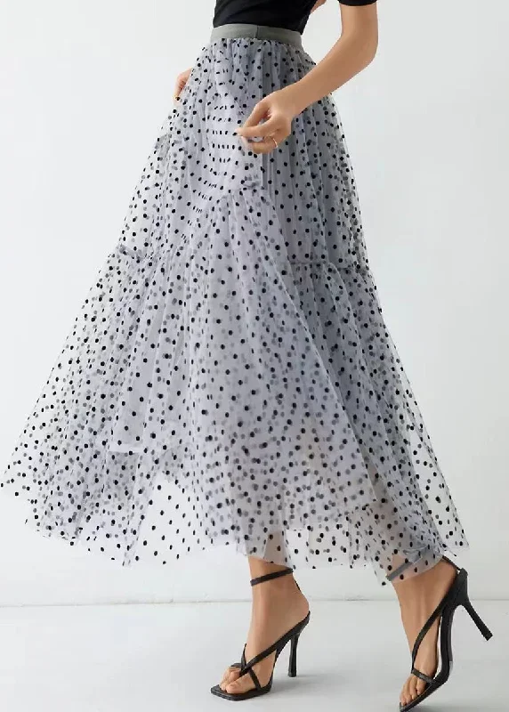 chic-grey-dot-wrinkled-patchwork-elastic-waist-tulle-skirt-spring