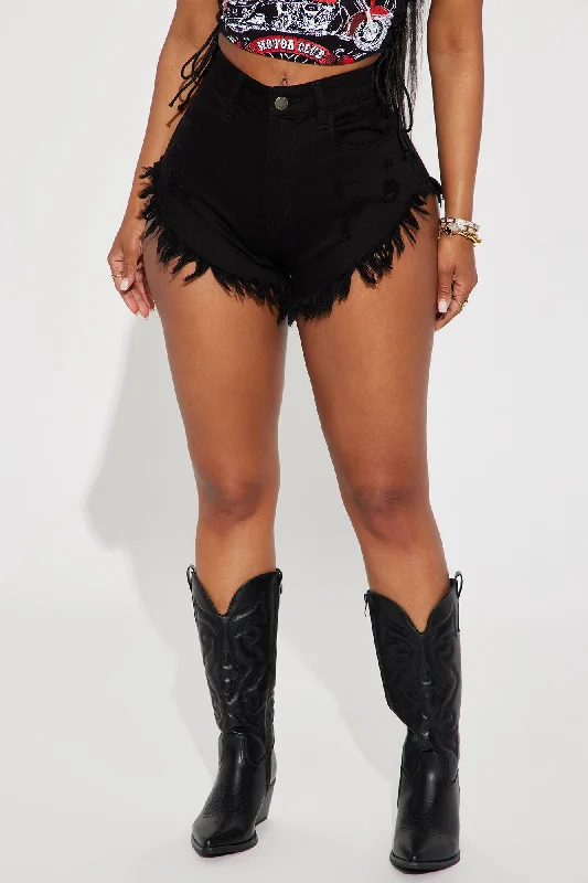 crazy-little-fringe-distressed-denim-shorts-black