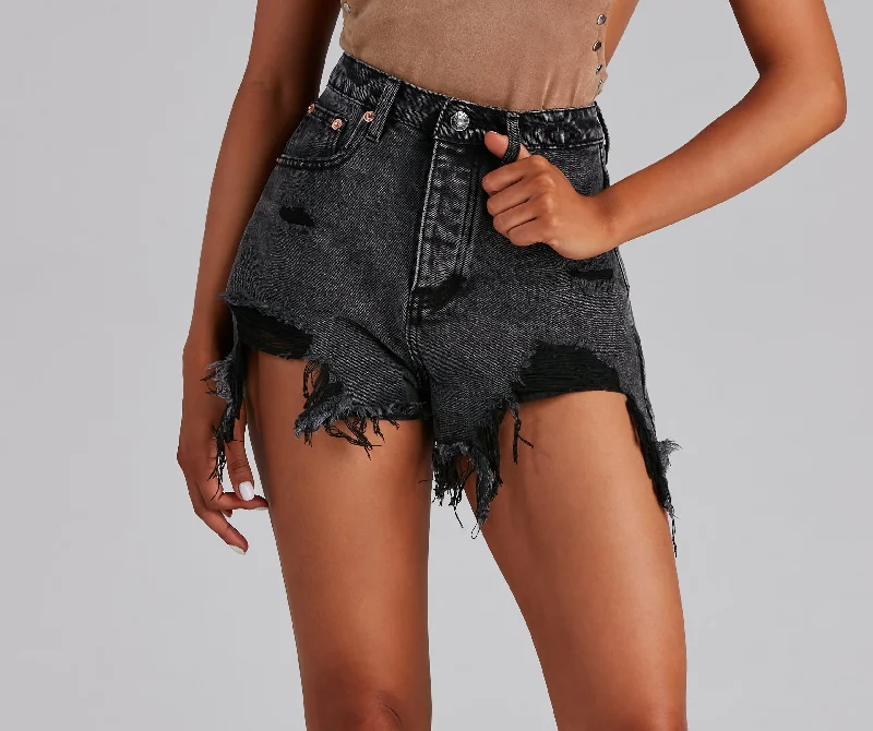 Edgy Vibes Acid Wash Denim Shorts