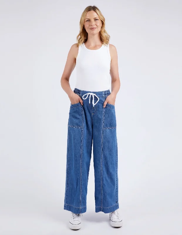 Elm Alora Wide Leg Jean Mid Blue Wash