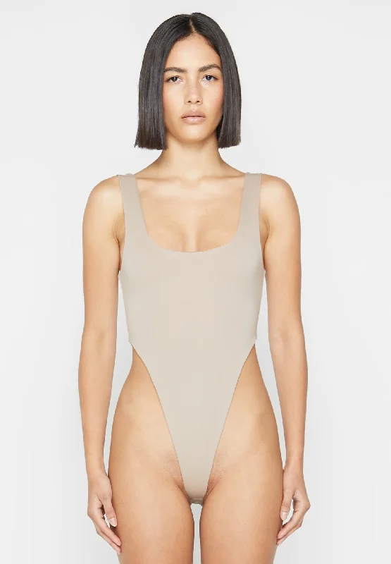 Éternelle High Leg Bodysuit - Beige