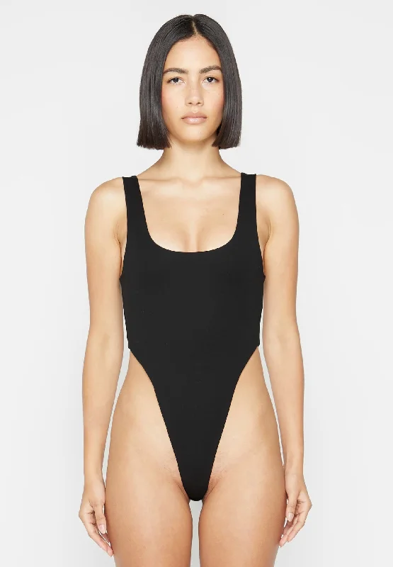 Éternelle High Leg Bodysuit - Black