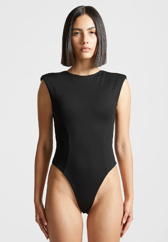 Éternelle Wide Shoulder Bodysuit - Black