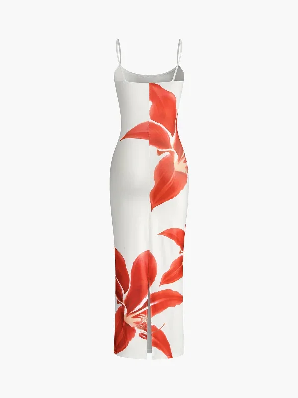 floral-print-sleeveless-split-long-dress