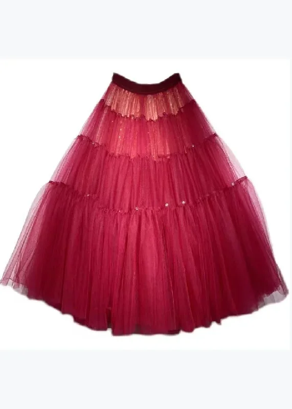 french-red-handmade-zircon-wrinkled-patchwork-tulle-skirt-spring