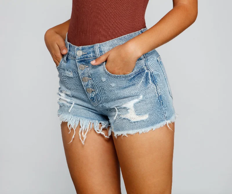 Girl Next Door High Rise Destructed Cutoff Shorts