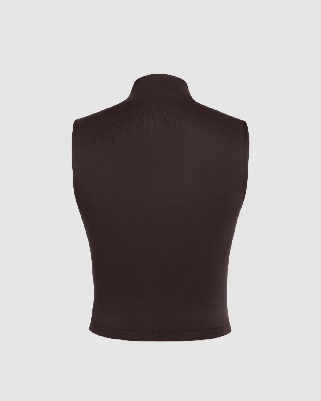 high-neck-ruched-sleeveless-chocolate-brown-crop-top