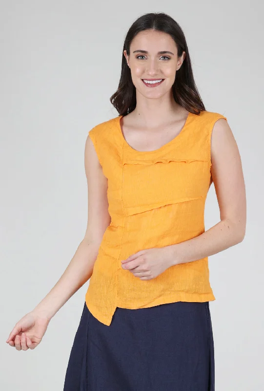 Ribbed-Back Linen Shell, Mango