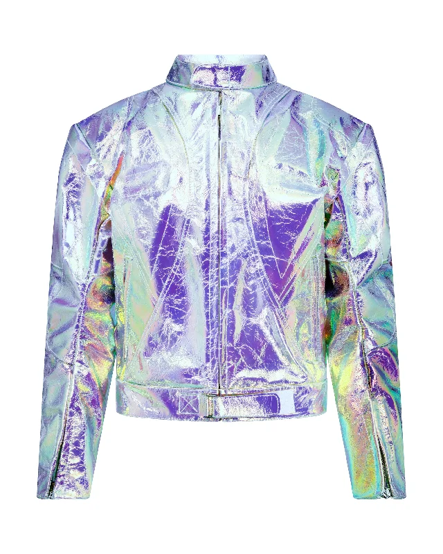 IRIDESCENT LEATHER BIKER JACKET