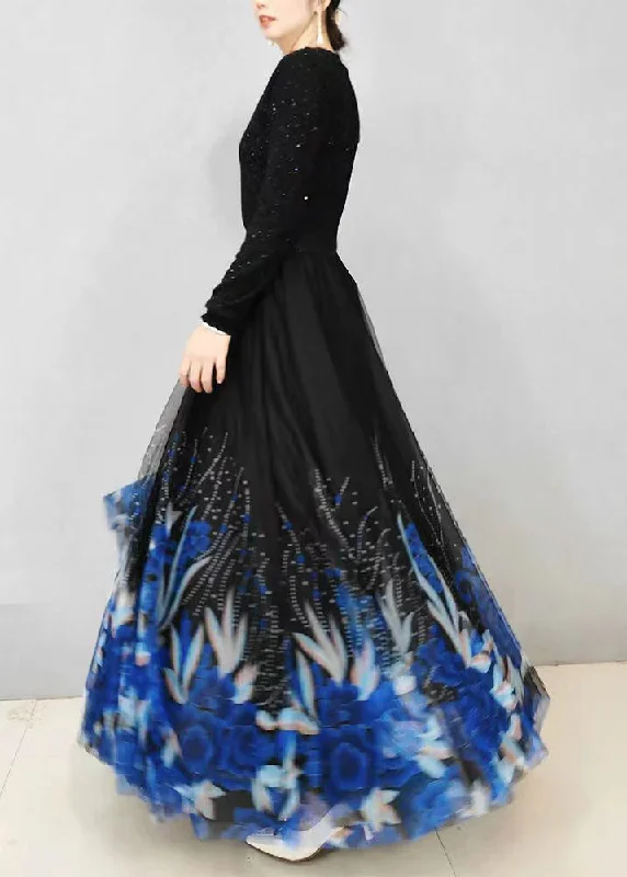 italian-blue-print-high-waist-exra-large-hem-tulle-skirts-spring