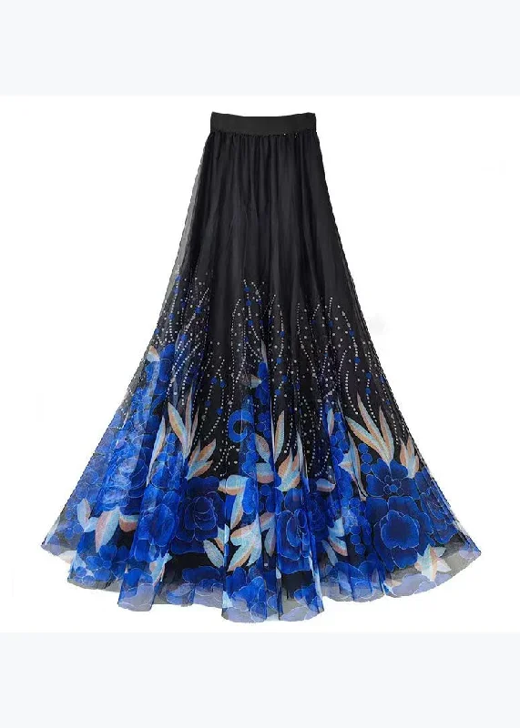 italian-blue-print-high-waist-exra-large-hem-tulle-skirts-spring