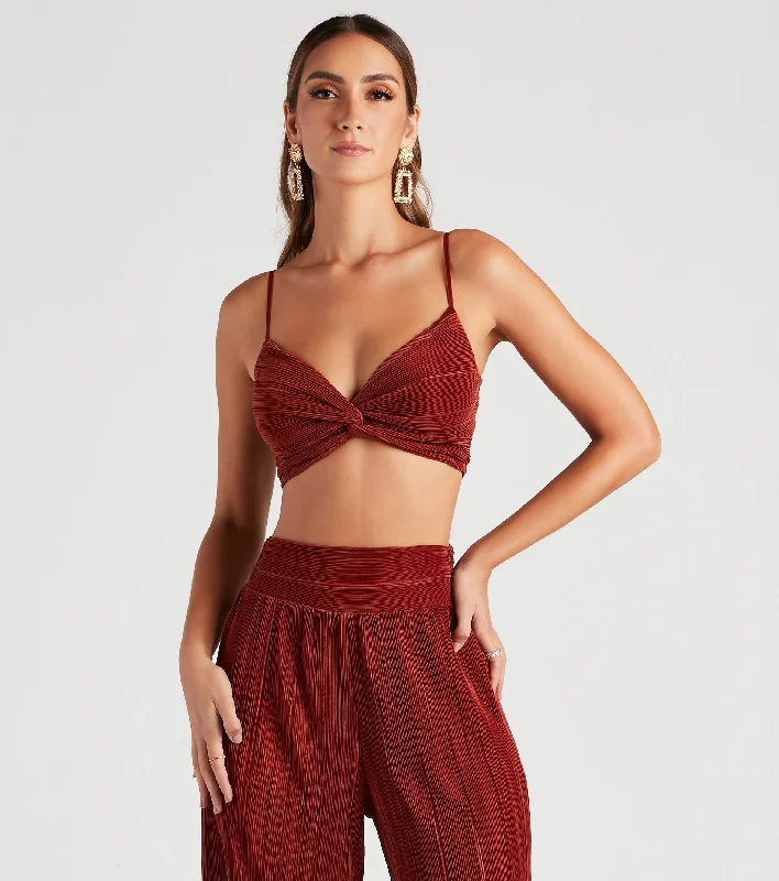 Jazz Night Twist Front Crop Top